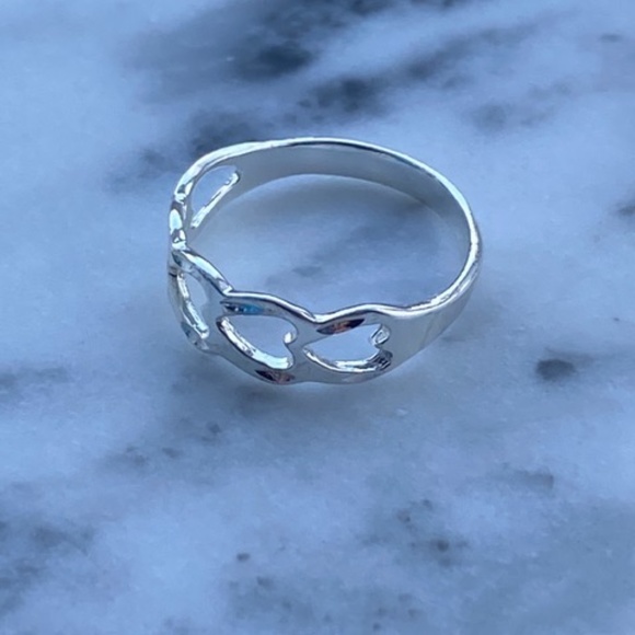 Sterling Silver Heart Band Ring - Picture 3 of 4